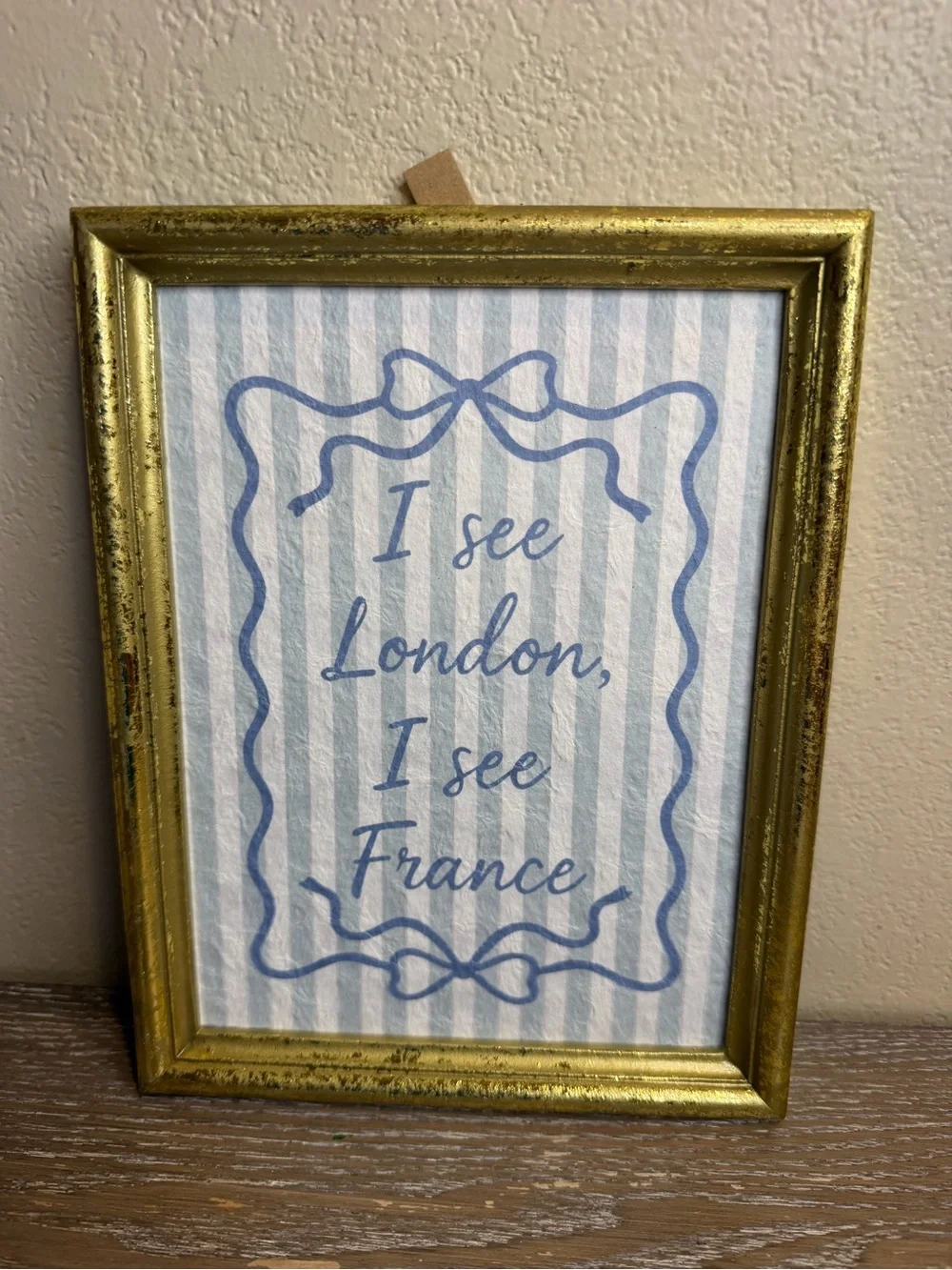 Target Bullseye Gold Framed Wall Art Vintage Decor “I See London I See France”